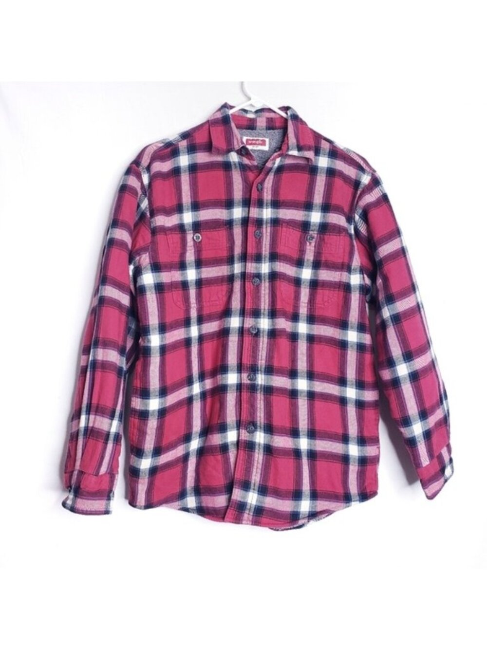 Wrangler Red Plaid Flannel Button Down Shacket Shirt Jacket Men's Size Small